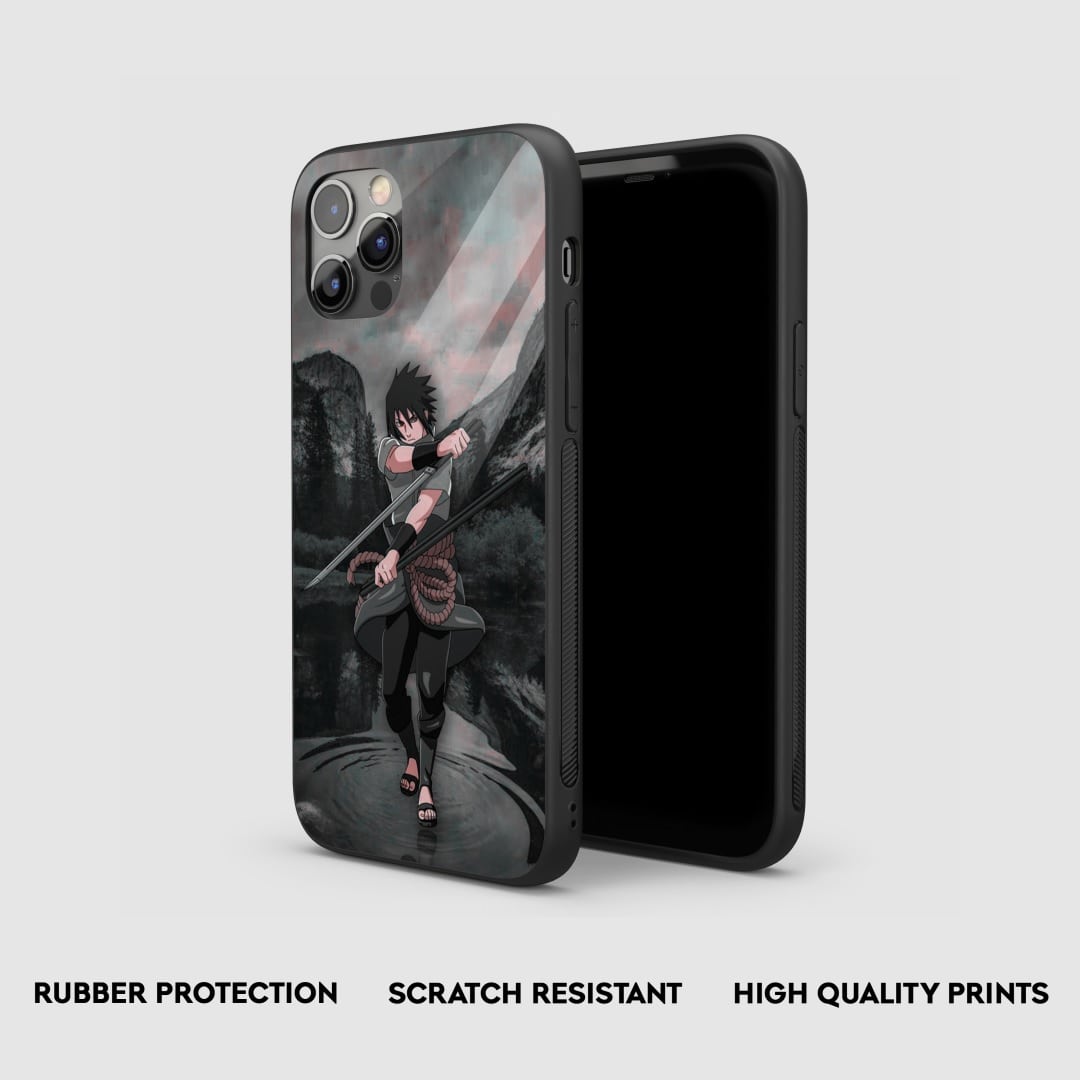 Edge view of Sasuke Jutsu Armored Phone Case, highlighting its robust silicone build.