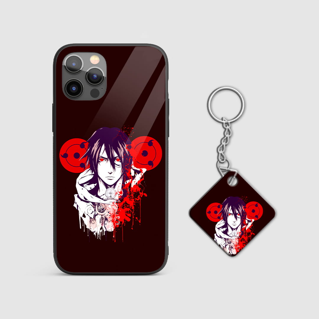 Naruto sasuke awakened sharingan mobile cover print with Keychain