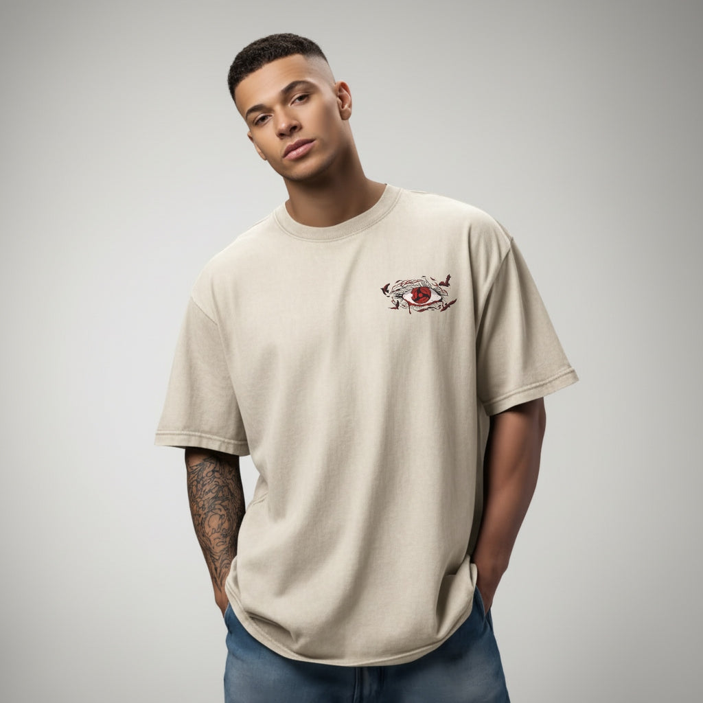 Sasuke Sharingan oversized anime T-shirt front print Naruto design