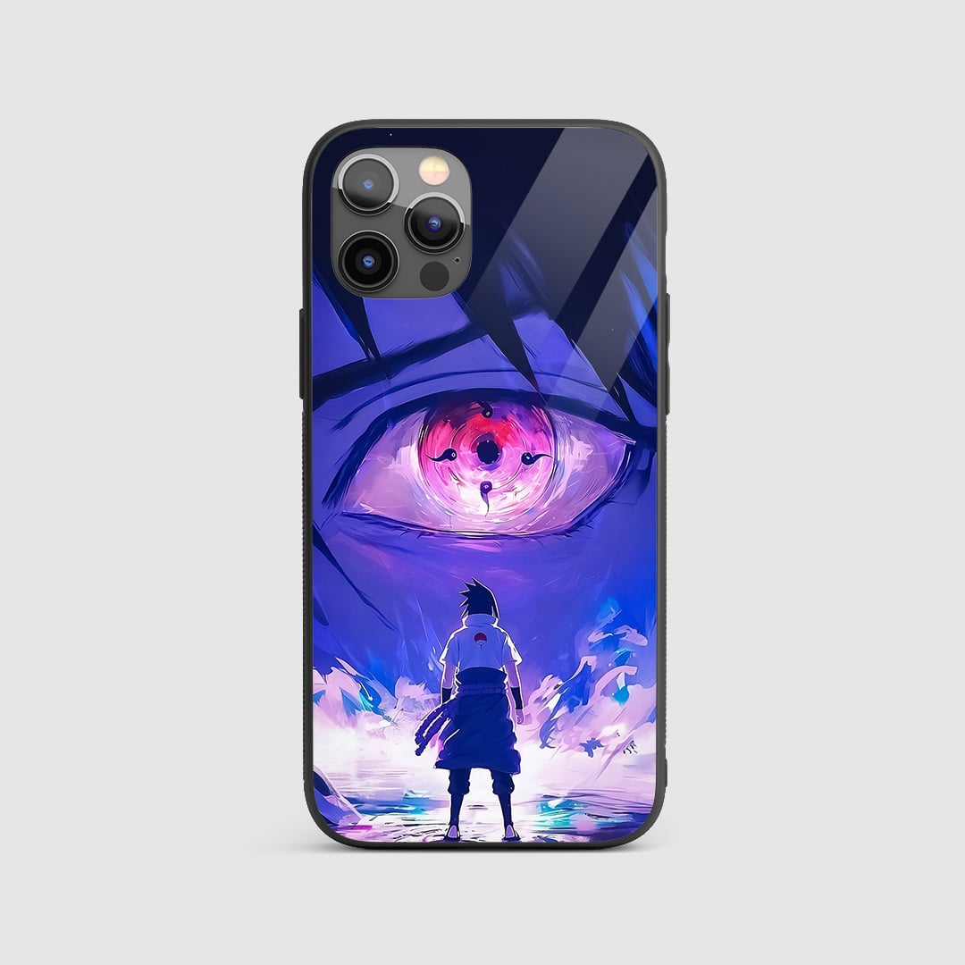 Sasuke Sharingan Silicone Armored Phone Case front view with eye design.