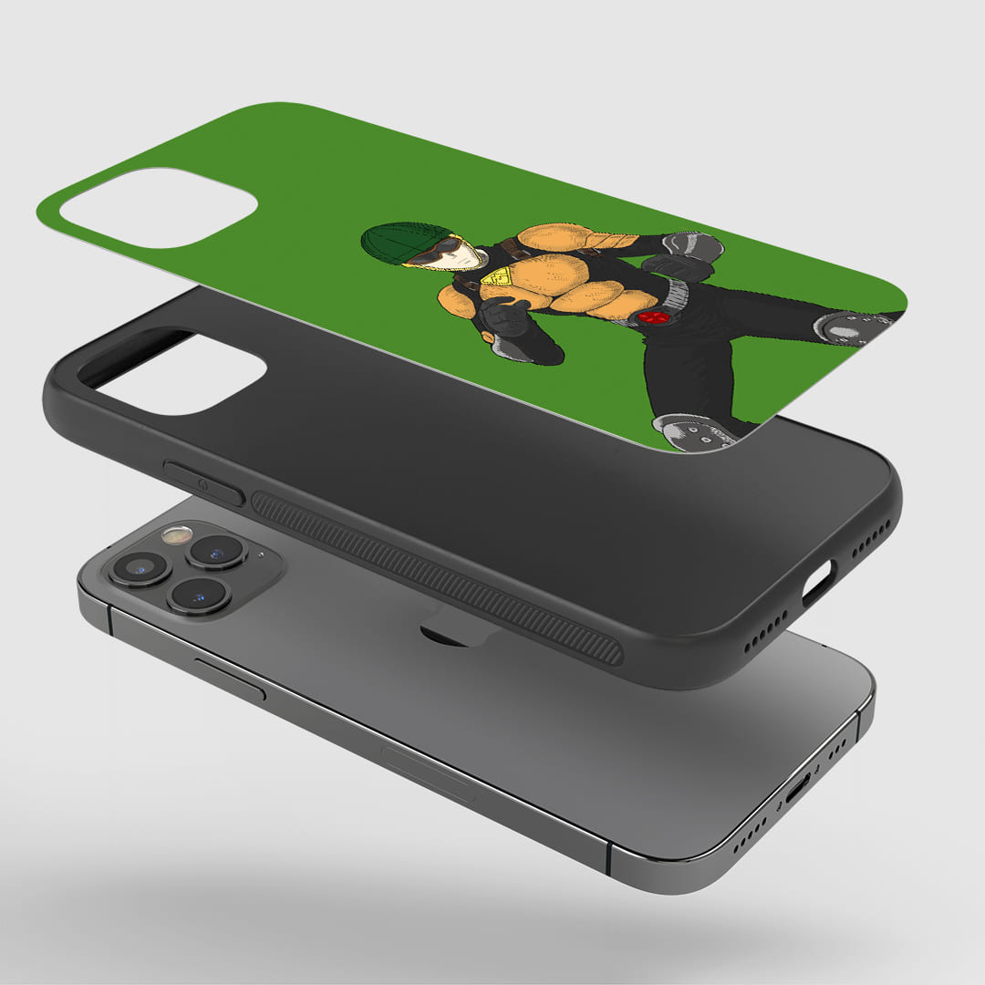Satoru Phone Case installed on a smartphone, offering robust protection and a dynamic design.