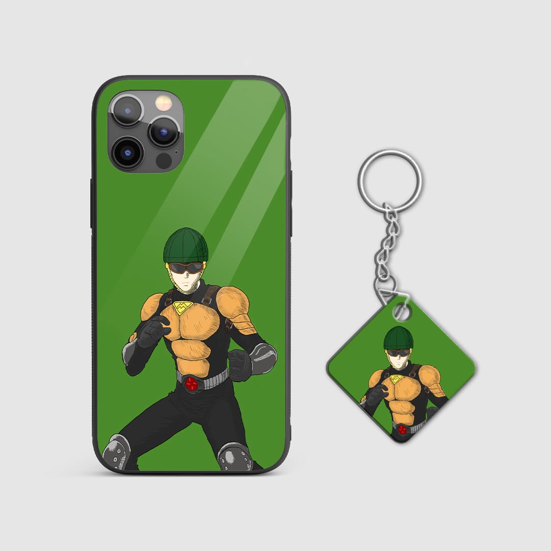 Dynamic design of Satoru Gojo from Jujutsu Kaisen on a durable silicone phone case with Keychain.