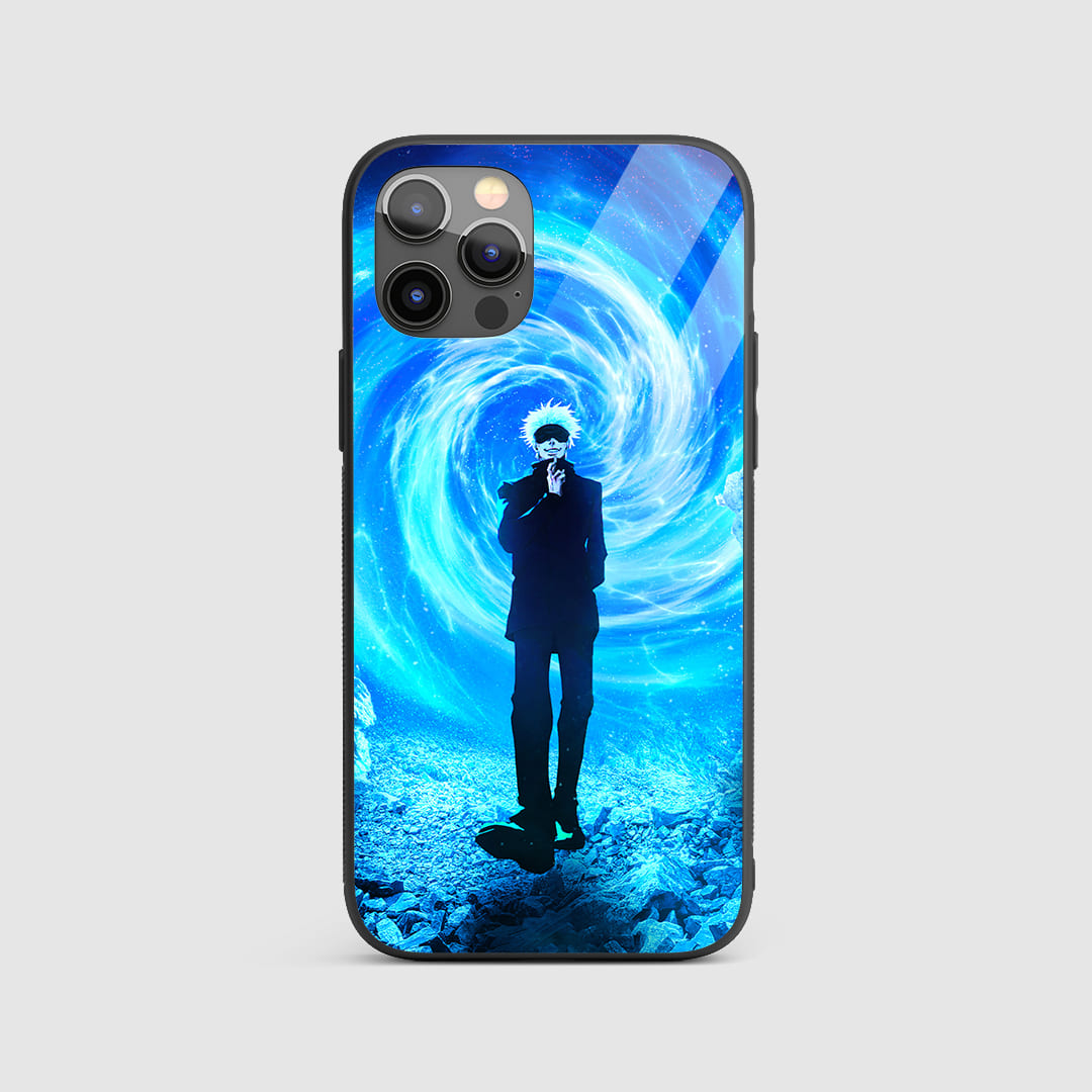 Satoru Blue Silicone Armored Phone Case featuring Satoru Gojo’s captivating eyes in a vivid blue design.