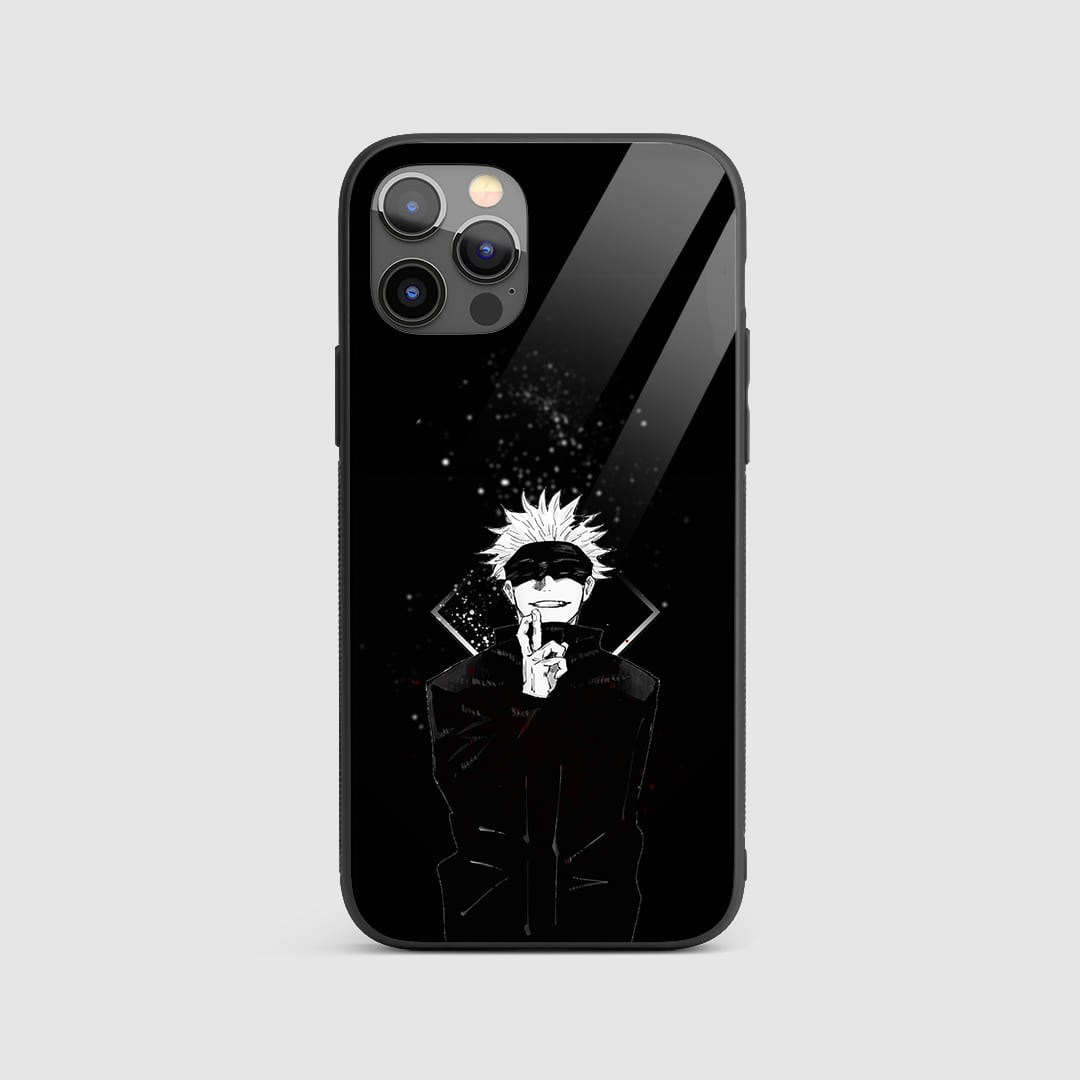 Satoru Black Silicone Armored Phone Case with a minimalist design of Satoru Gojo’s iconic blindfold.