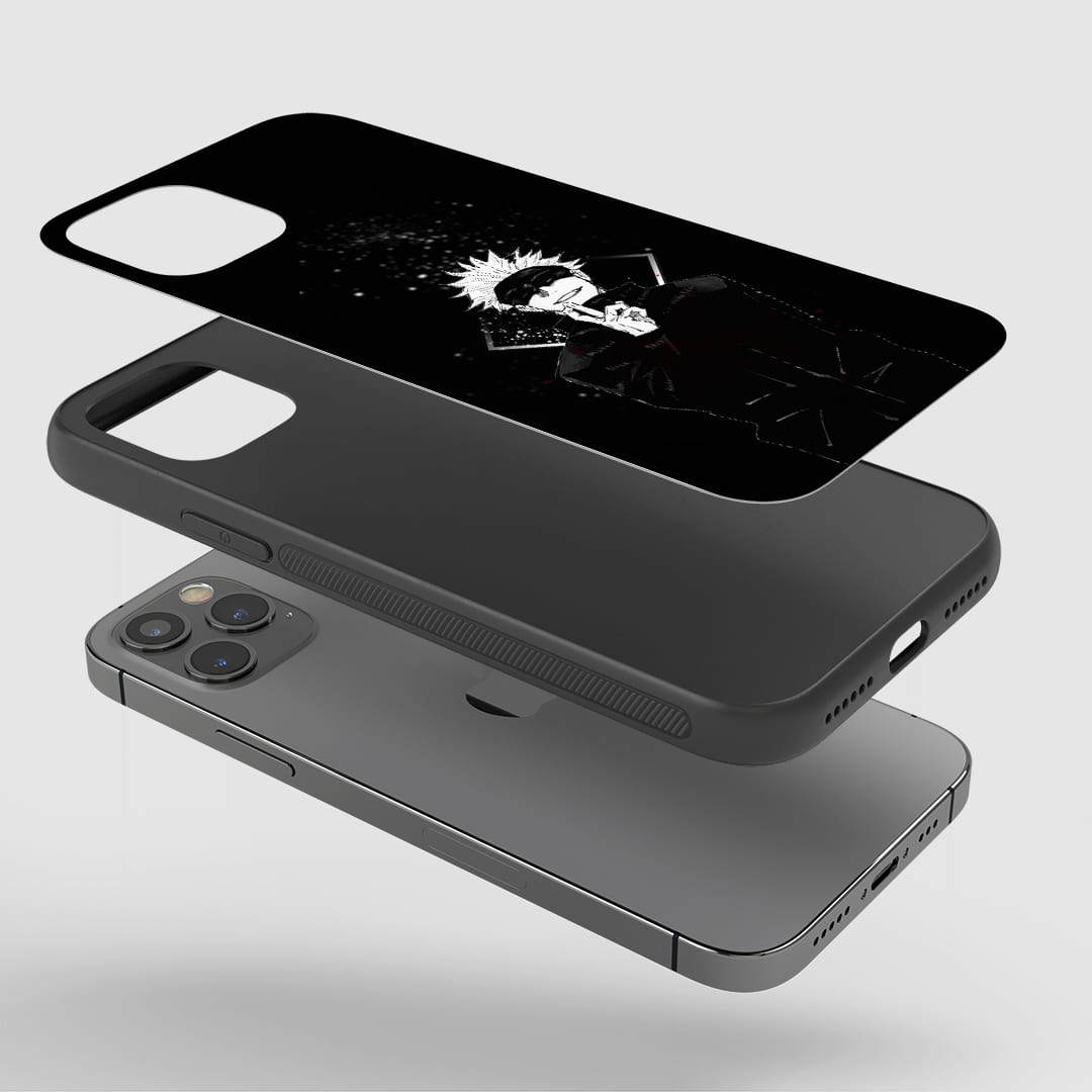 Side view of the Satoru Black Armored Phone Case, showcasing its thick, protective silicone.