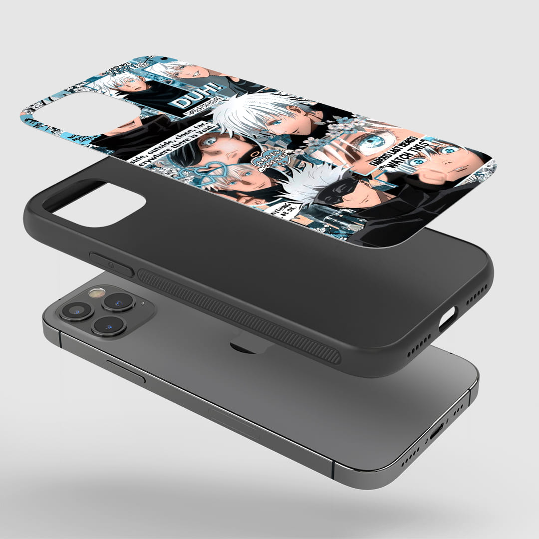 Satoru Collage Phone Case installed on a smartphone, providing comprehensive access to all device features.