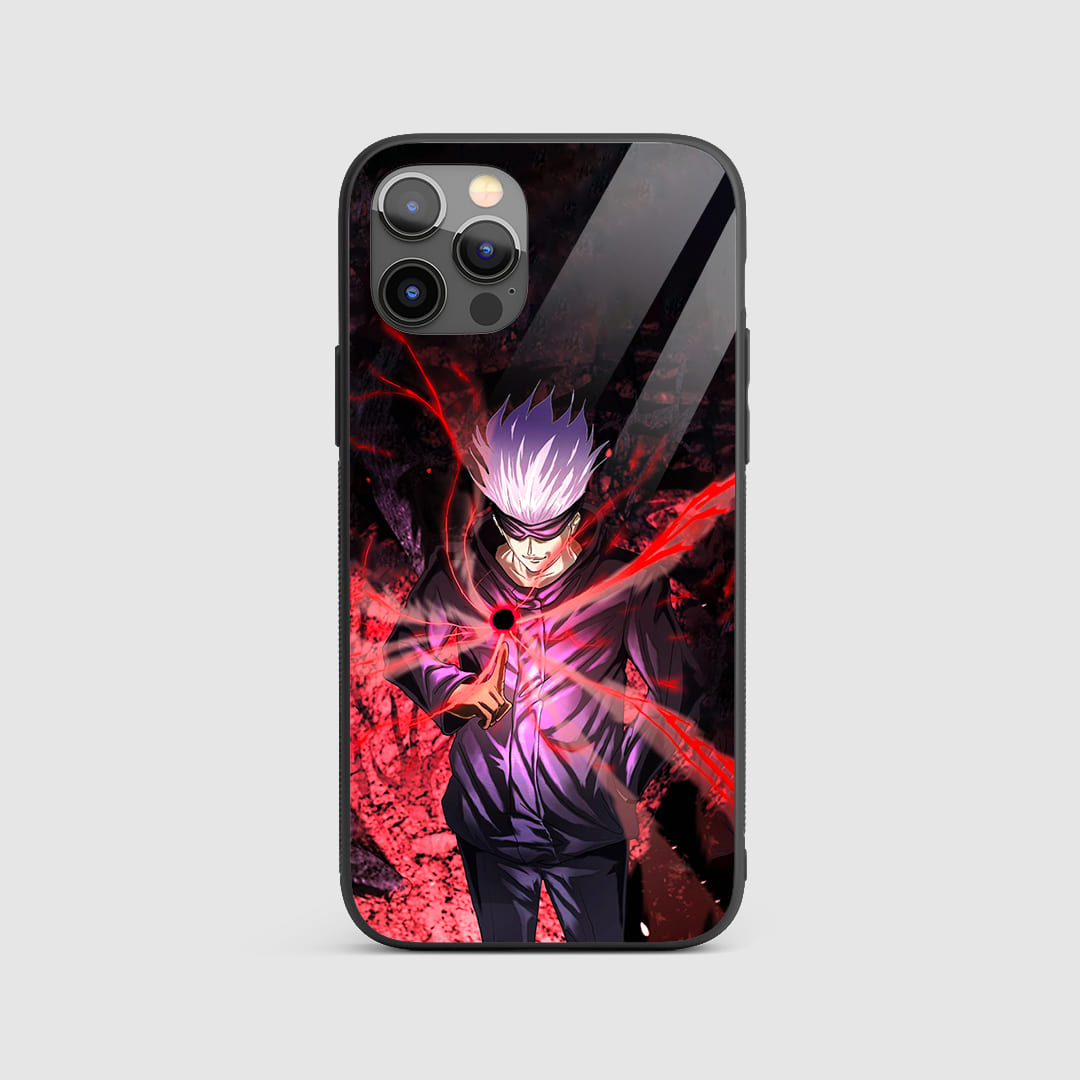 Satoru Cursed Silicone Armored Phone Case featuring a powerful depiction of Satoru Gojo's cursed energy.