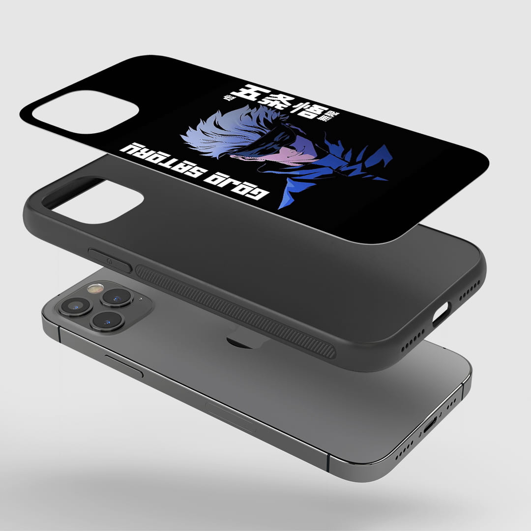 Satoru Gojo Dark Phone Case installed on a smartphone, ensuring full access to all controls and ports.