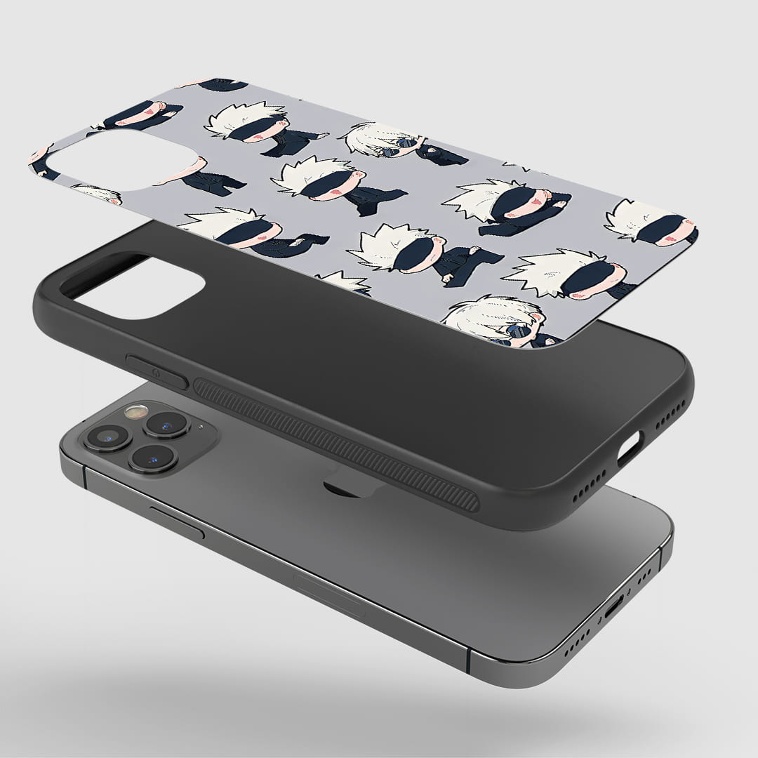 Satoru Funko Phone Case installed on a smartphone, ensuring easy access to all buttons and ports.