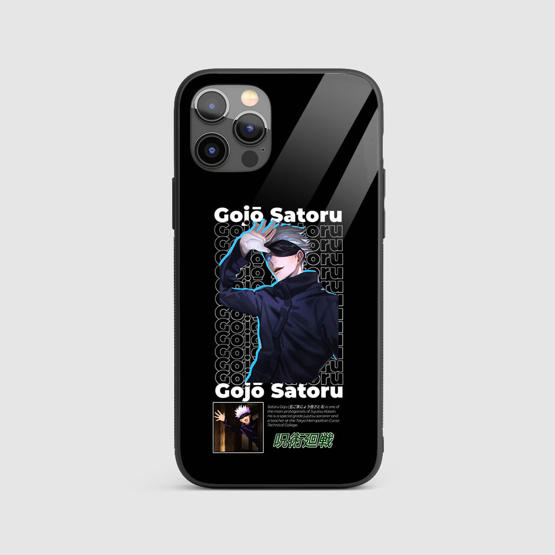 Satoru Pattern Silicone Armored Phone Case with artistic interpretations of Satoru Gojo's signature elements.