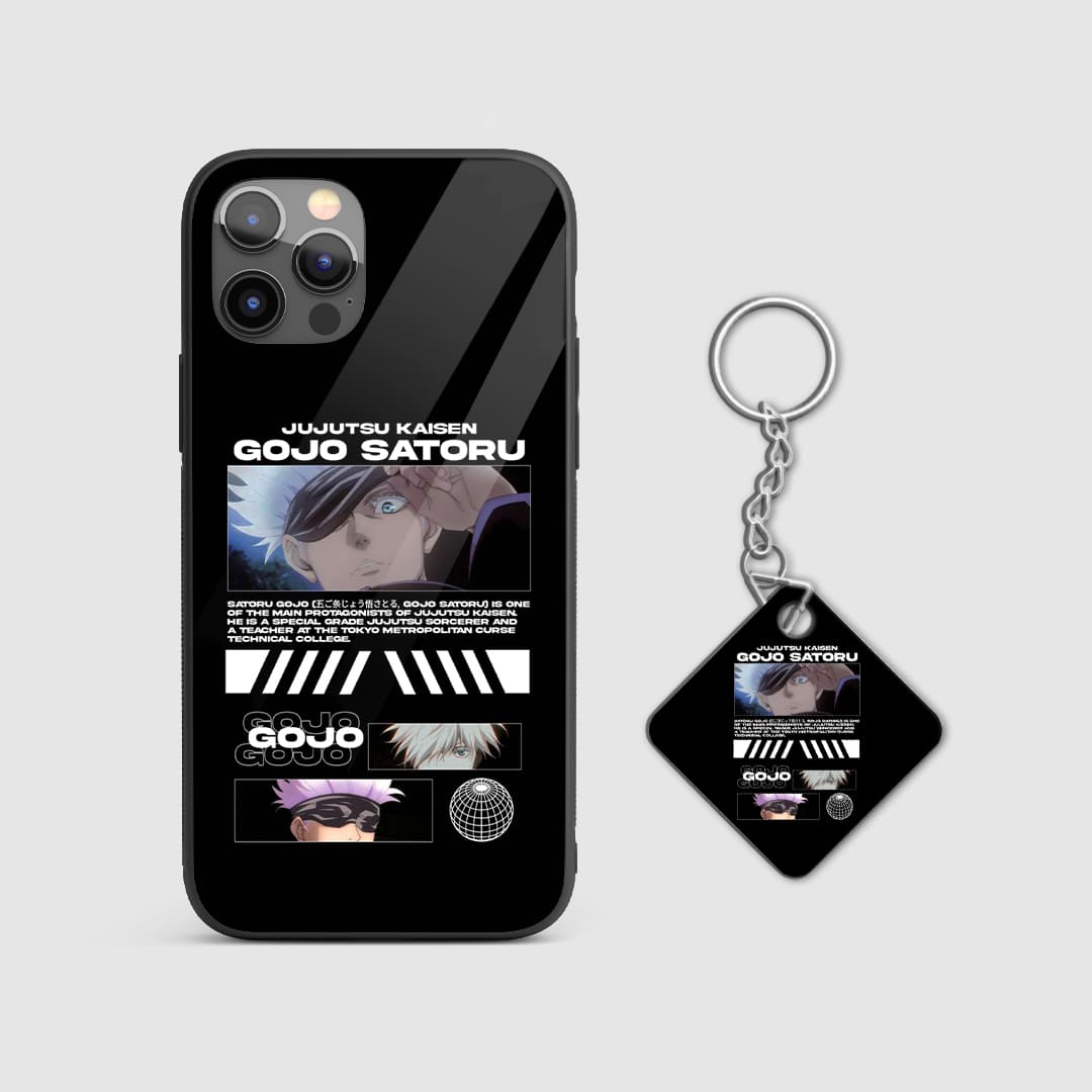 Comprehensive design featuring Satoru Gojo’s key character traits on the silicone armored phone case with Keychain.