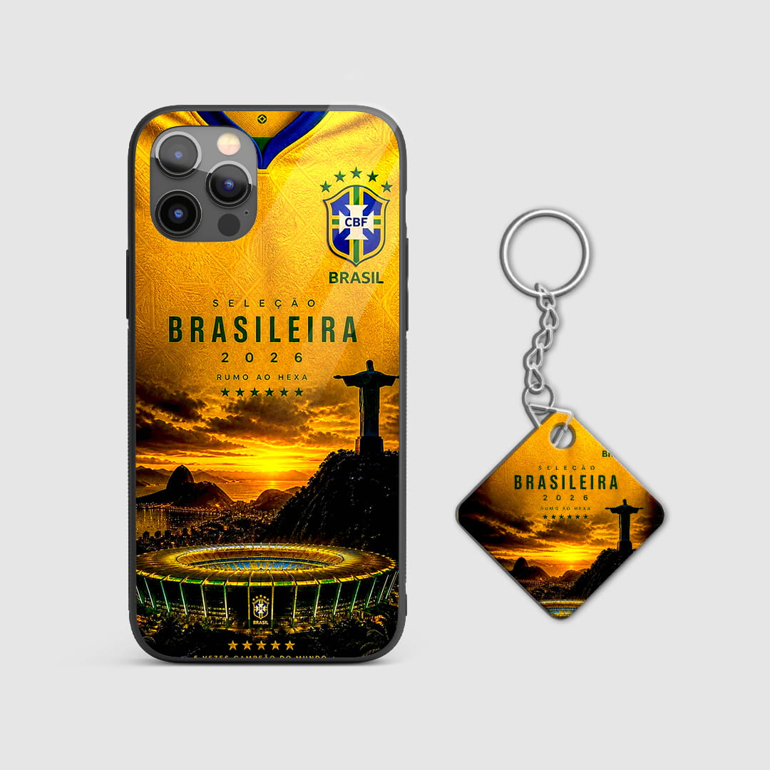 brazil football themed armored mobile cover with Keychain