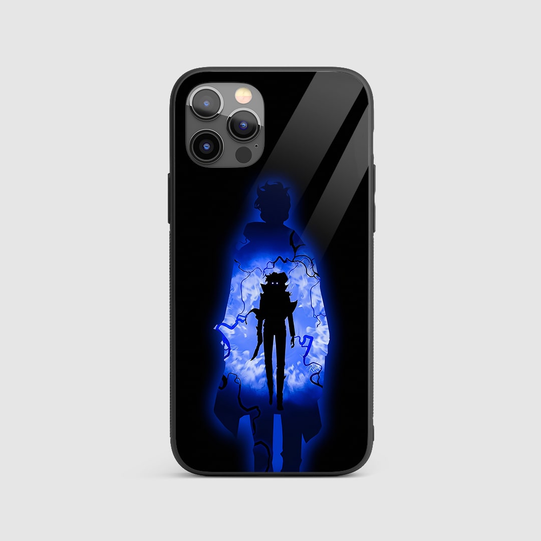 Shadow Monarch Silicone Armored Phone Case front view with dark aura design.