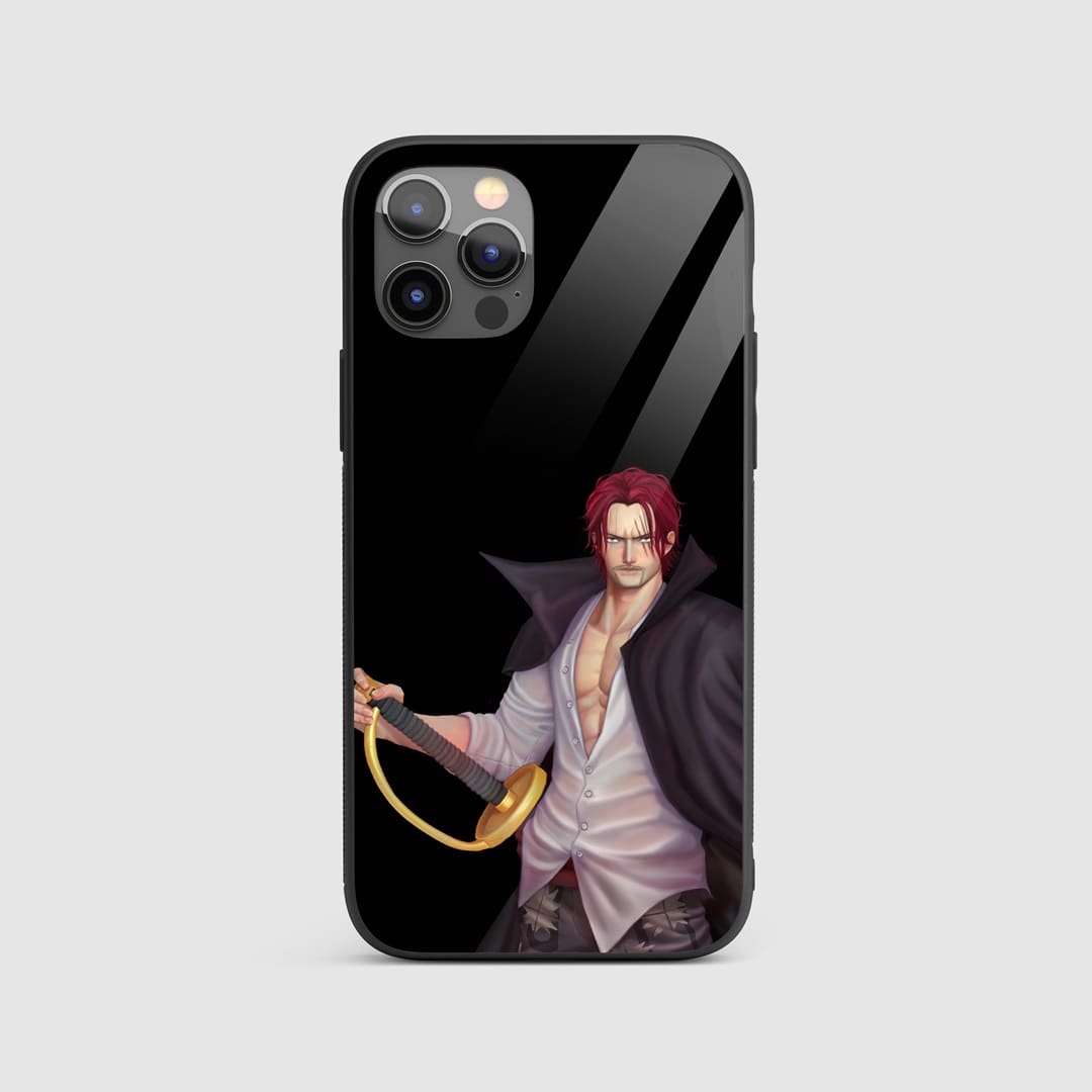 Shanks Figure Silicone Armored Phone Case featuring a detailed figure of Shanks in a powerful stance.