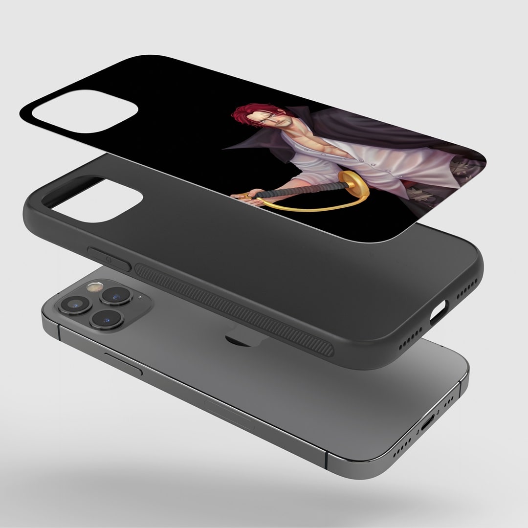 Shanks Figure Phone Case installed on a smartphone, providing full access to all buttons and ports.