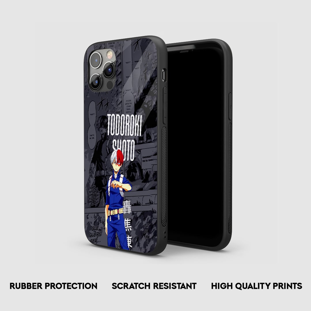 Manga-style Todoroki fire and ice anime phone case