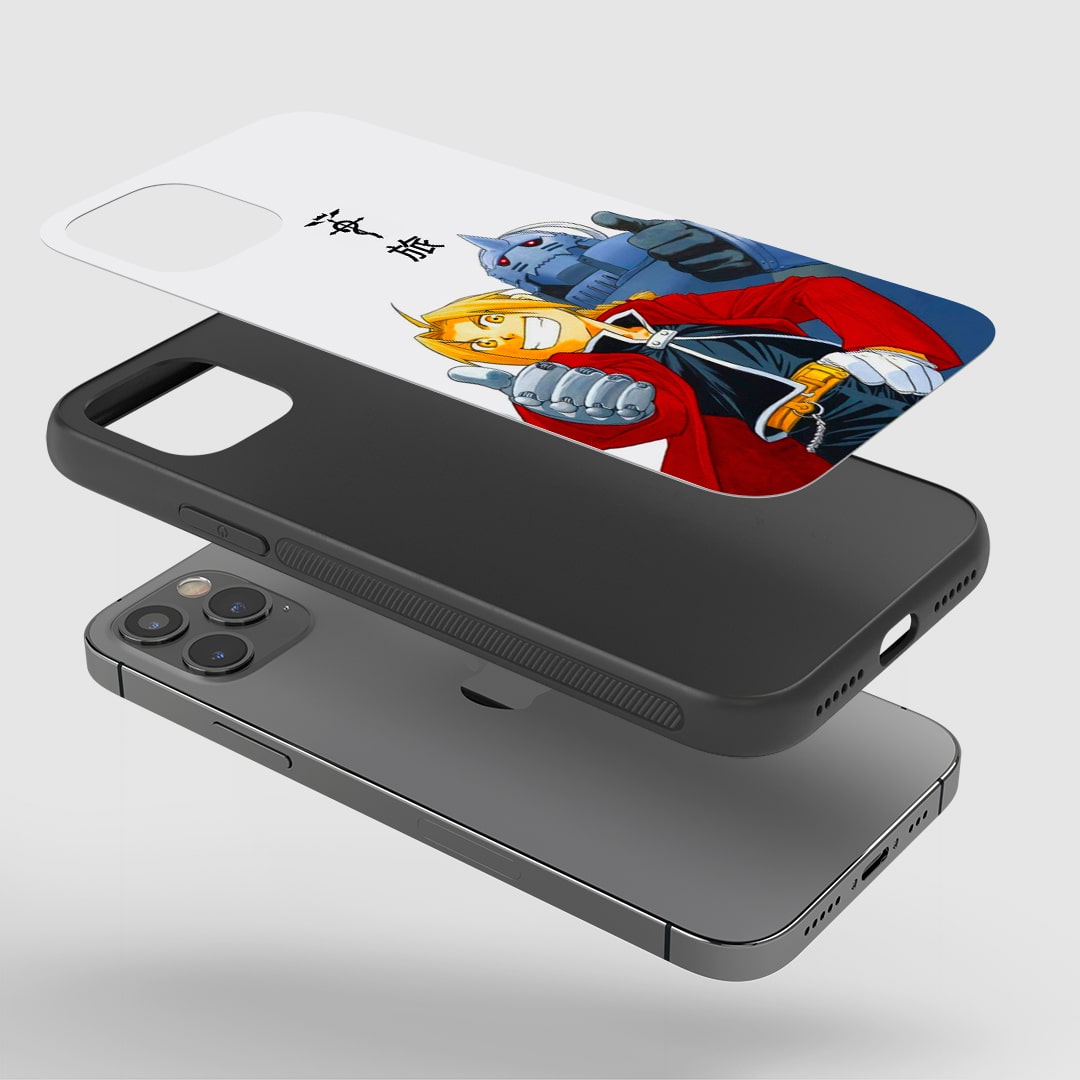 Durable anime armor case featuring Edward and Alphonse