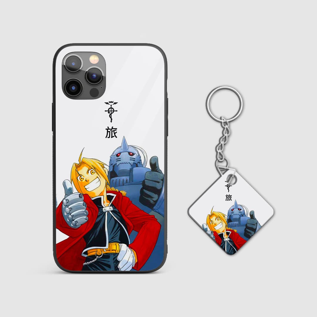 Shock-resistant silicone case with smiling Elric brothers with Keychain