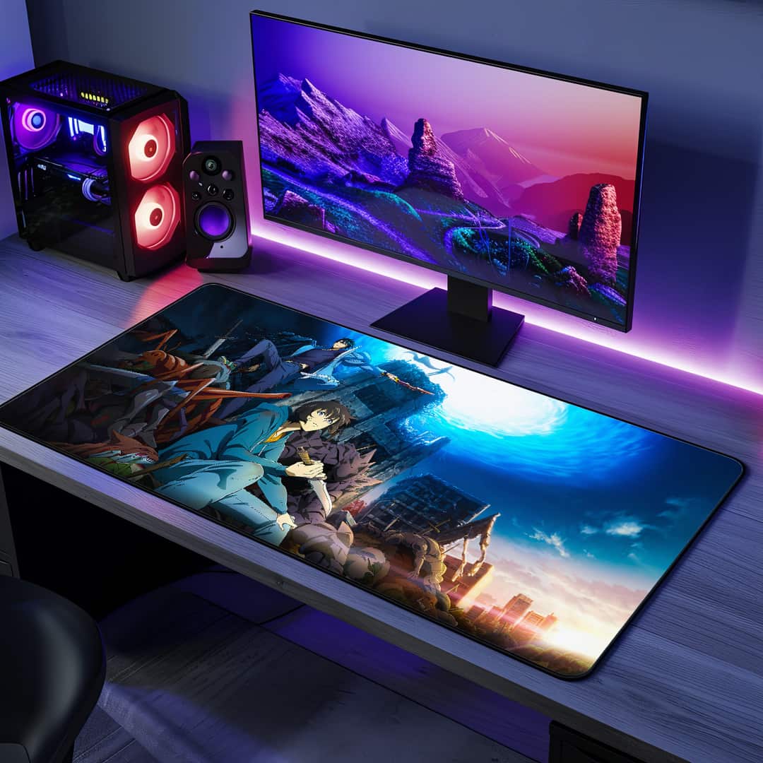 Solo Leveling Desk Mat with dark anime-inspired design