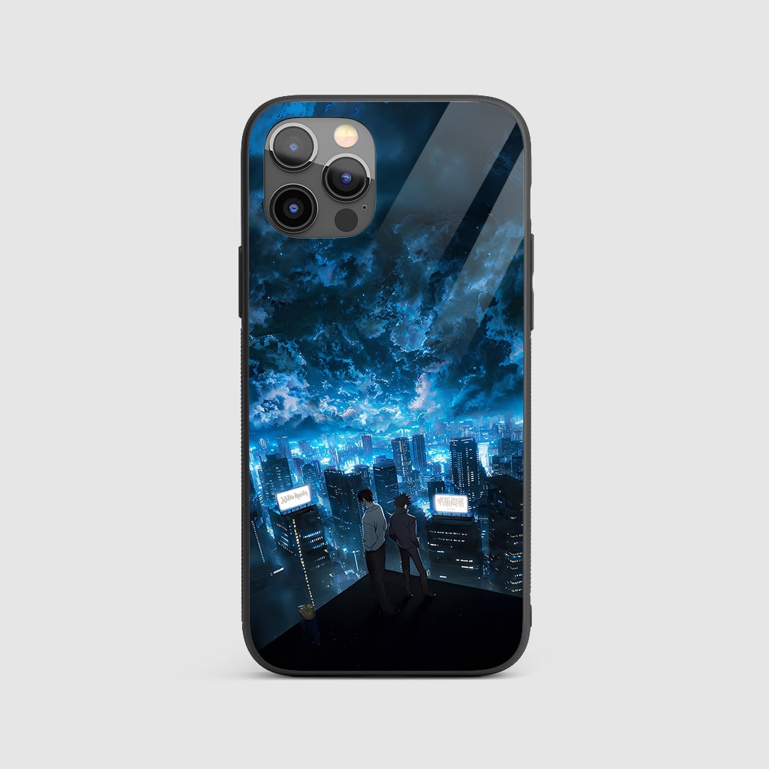 Solo Leveling City Silicone Armored Phone Case front view with battle city art.
