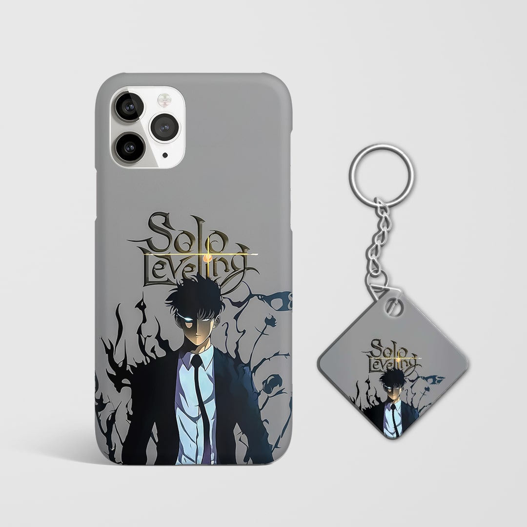 Back view featuring sleek minimal Solo Leveling artwork with Keychain.