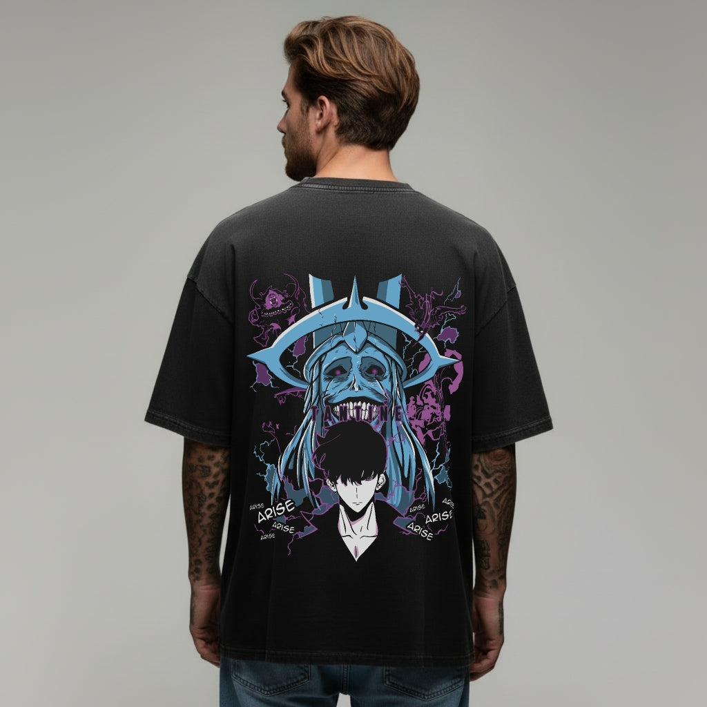 Solo Leveling oversized anime T-shirt back print streetwear anime design