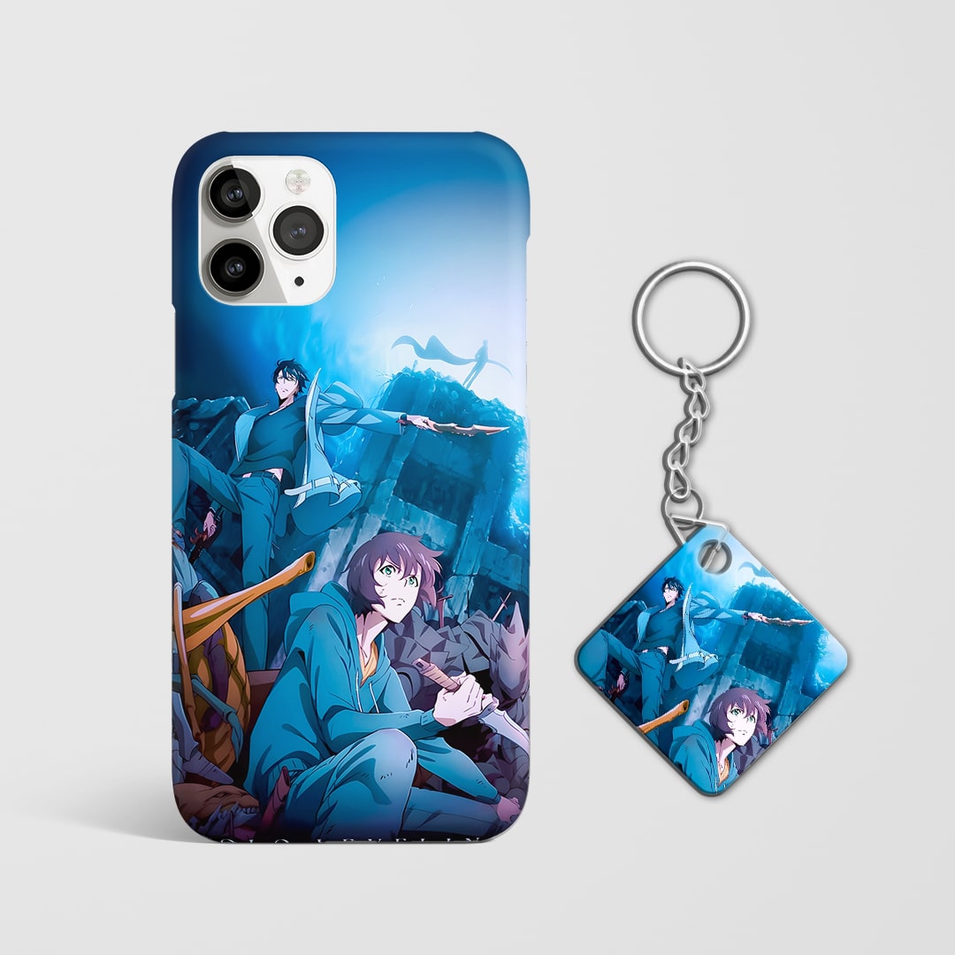 Back view of phone cover featuring Solo Leveling-inspired design with Keychain.