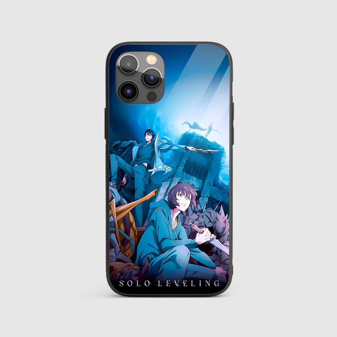 Solo Leveling Silicone Armored Phone Case front view with Jinwoo artwork.