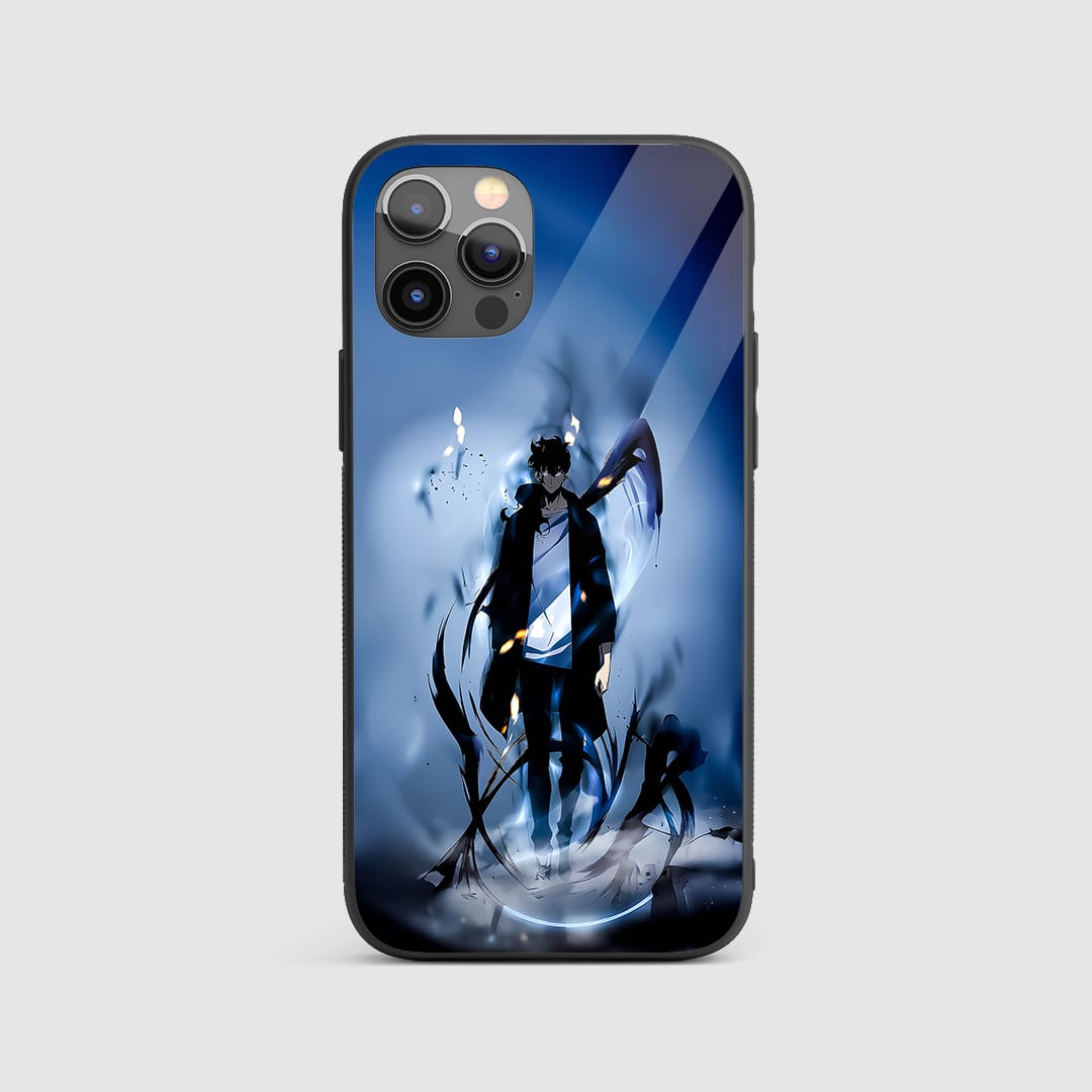 Solo Leveling Sung Jinwoo Silicone Armored Phone Case front view with action art.