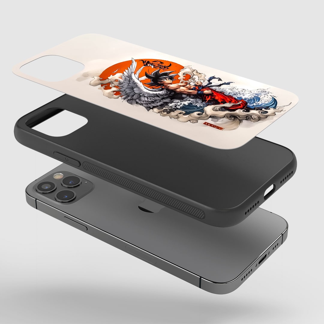 Angled view of Goku Angel Form Case showing celestial anime design.