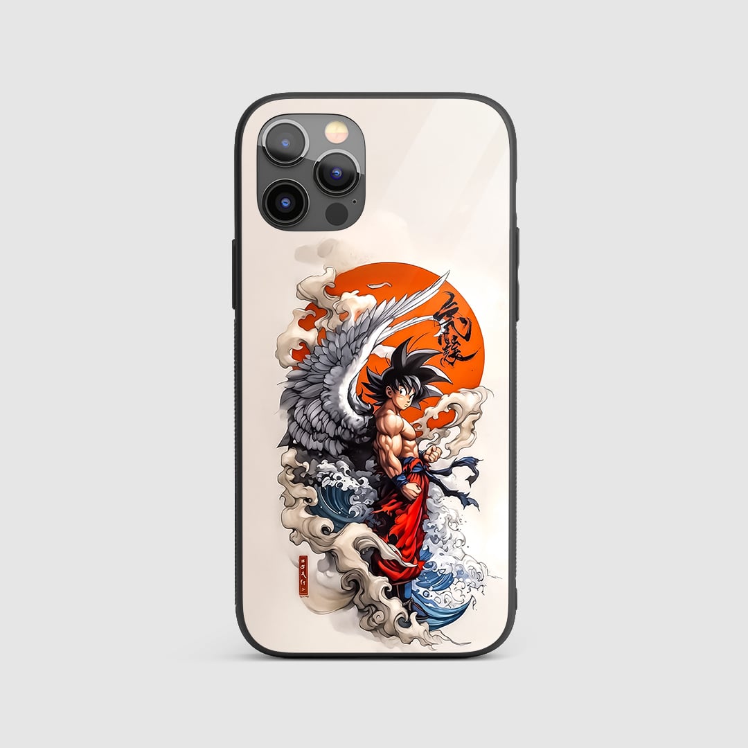 Son Goku Angel Form Silicone Armored Phone Case front view with angelic glow.