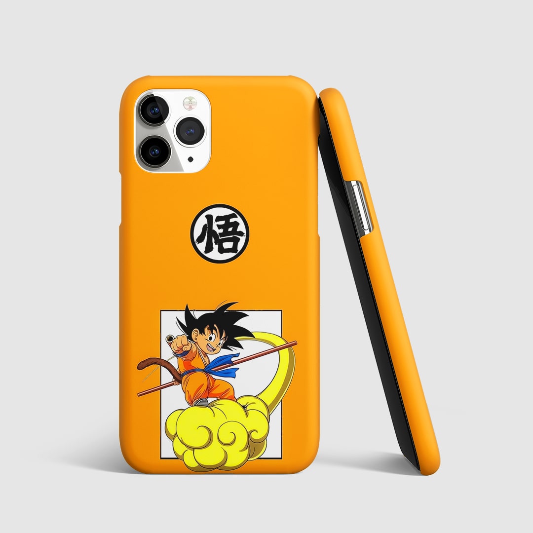 Son Goku Nimbus Phone Cover front view with young Goku on Nimbus