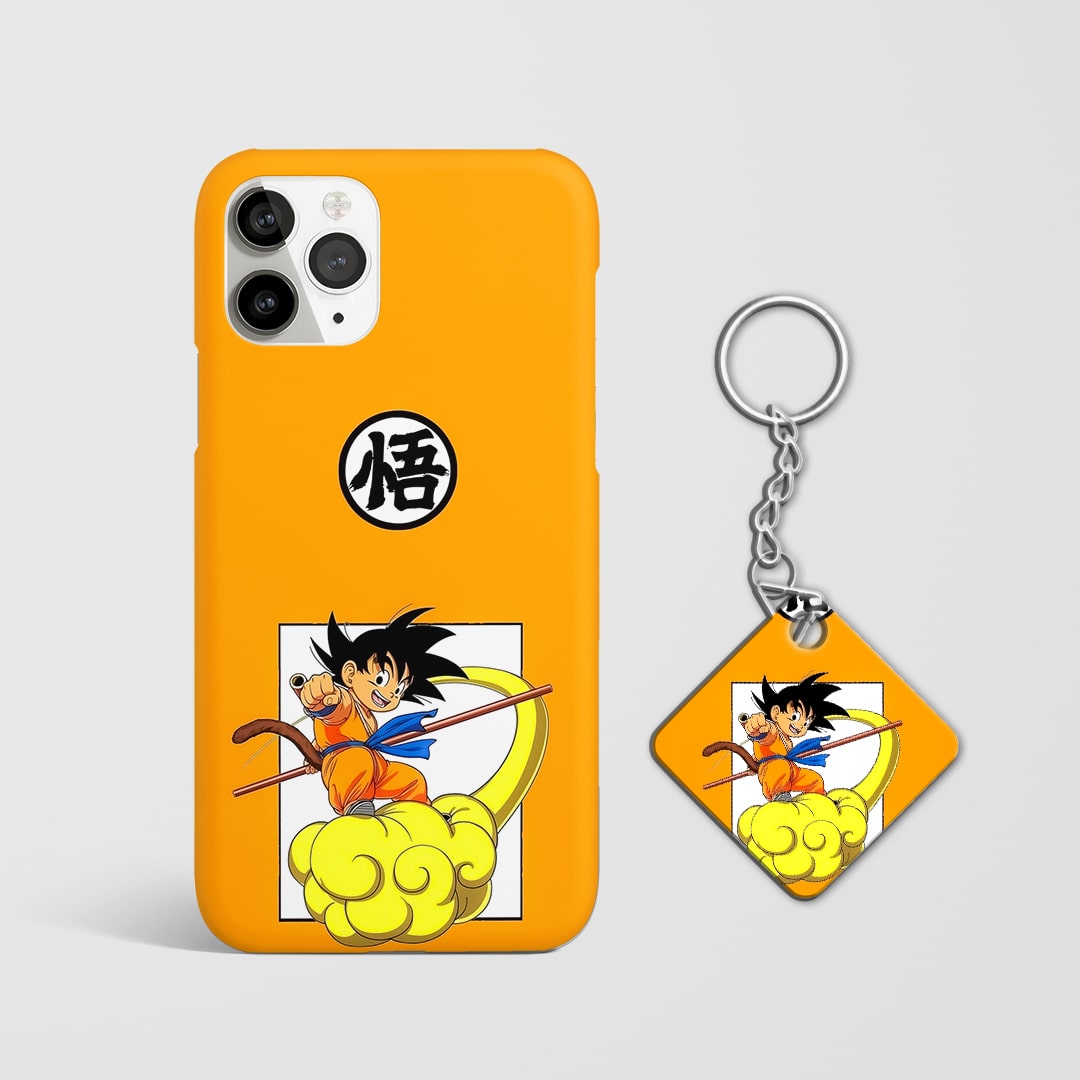 Back view of Goku Nimbus Phone Cover featuring retro Dragon Ball art with Keychain.