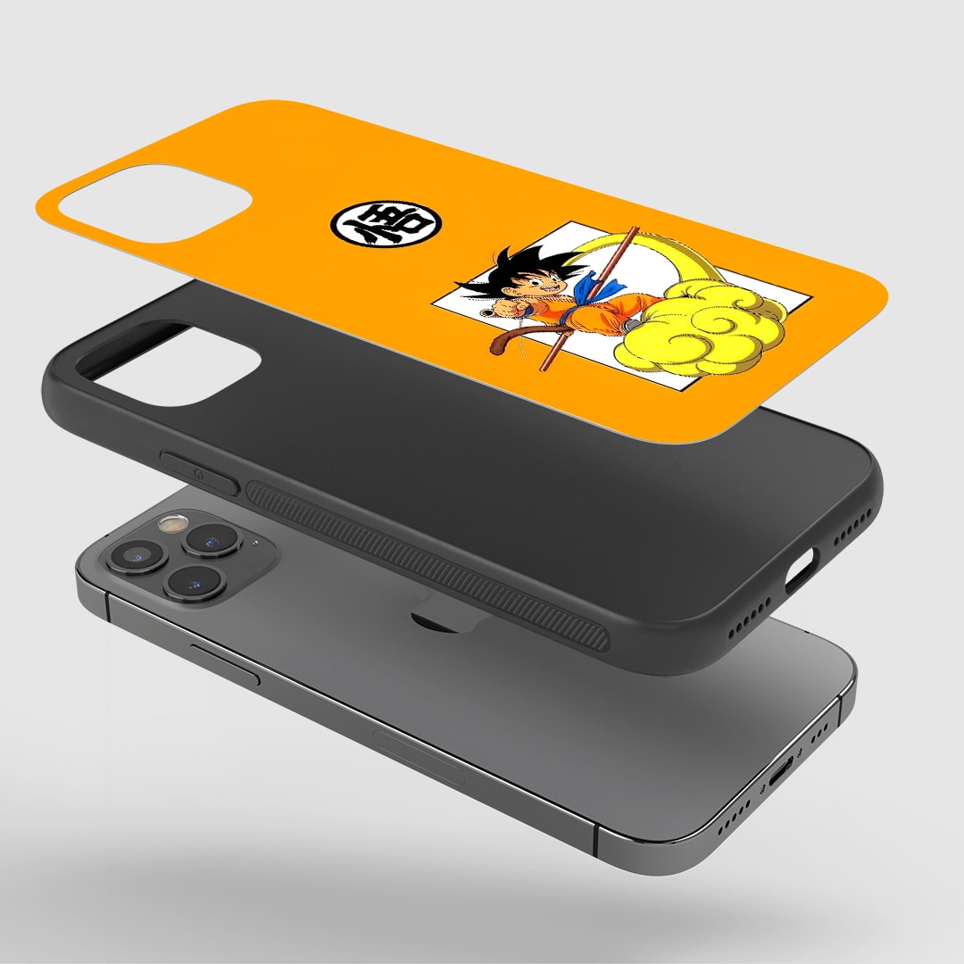 Angled view of Goku Nimbus Phone Case showing retro anime artwork.