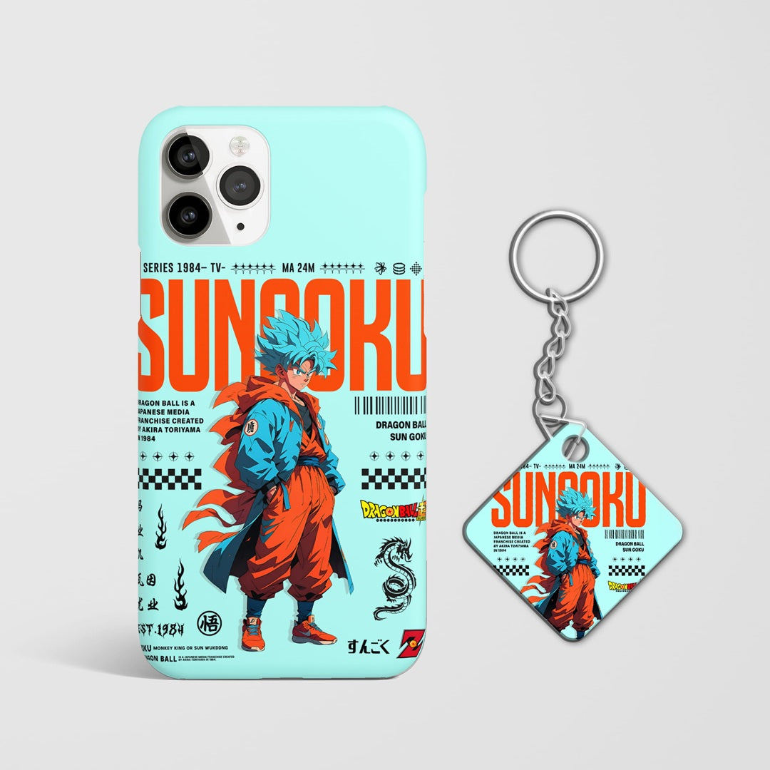 Super saiyan blue goku anime phone case design with Keychain
