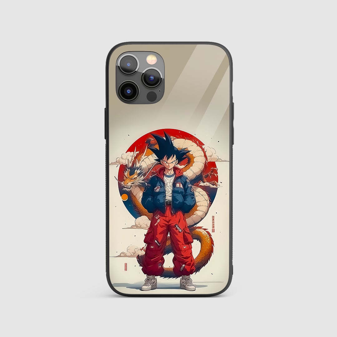 Son Goku Silicone Armored Phone Case front view with action pose.
