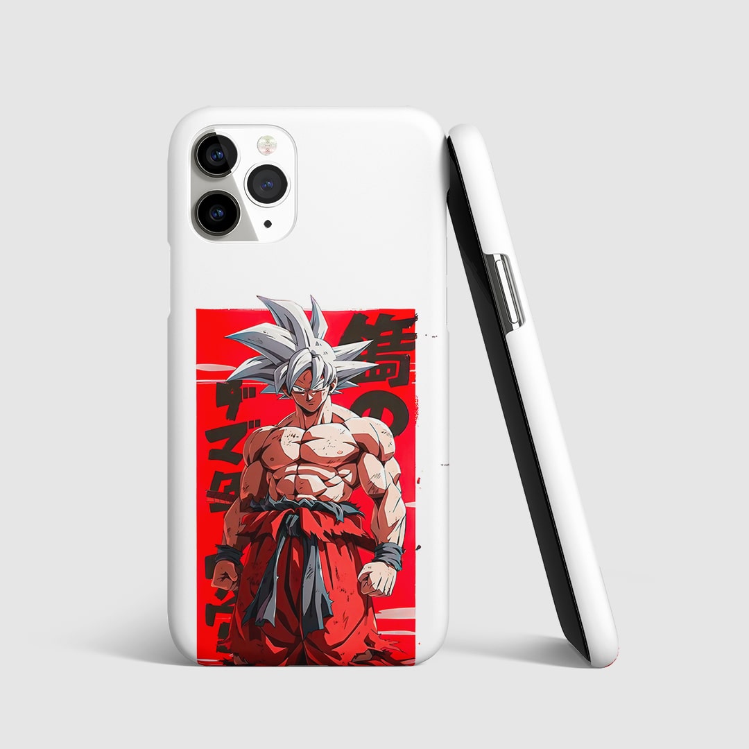Son Goku Ultra Instinct Phone Cover front view with glowing silver aura.