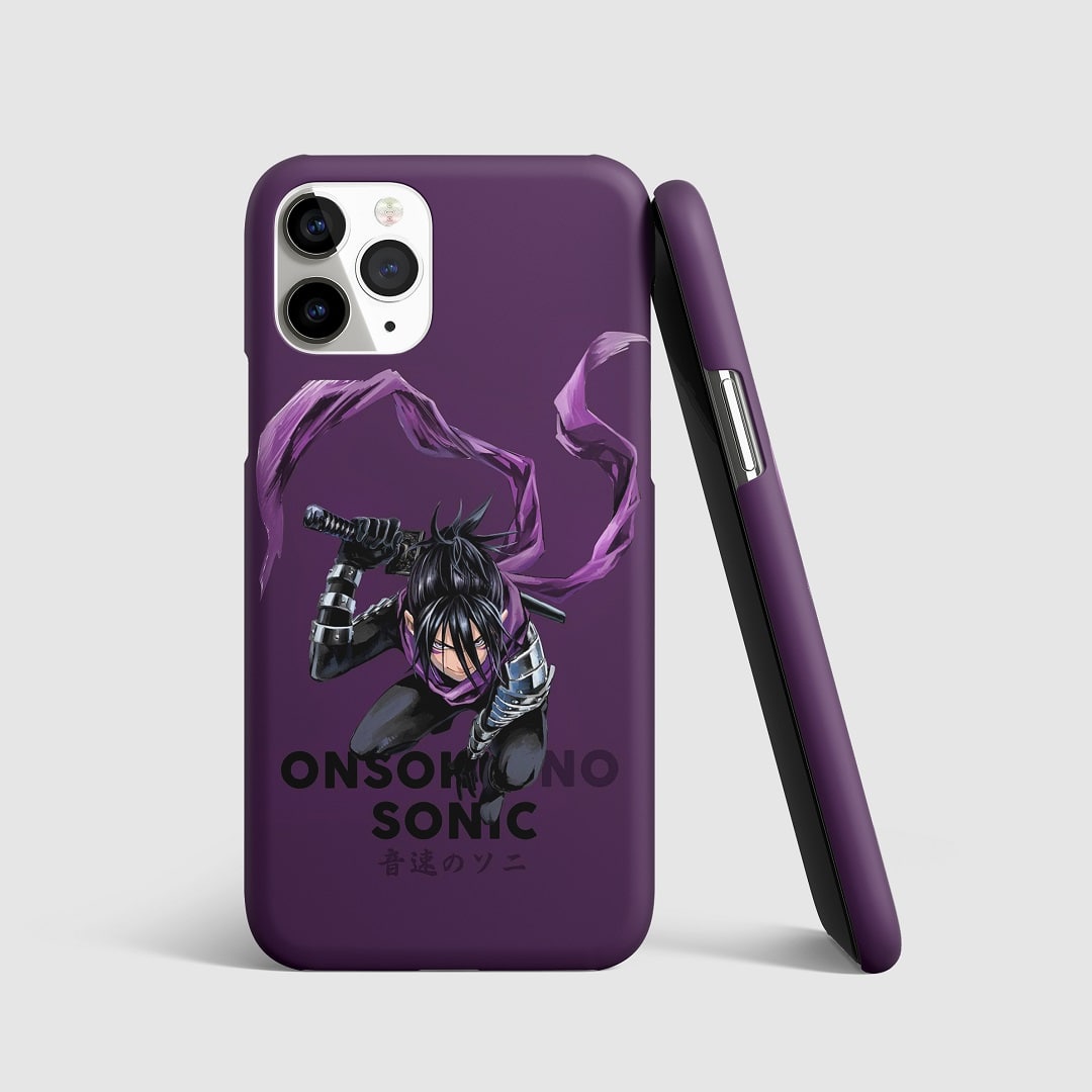 Striking artwork of Speed-o'-Sound Sonic from "One Punch Man" on phone cover.