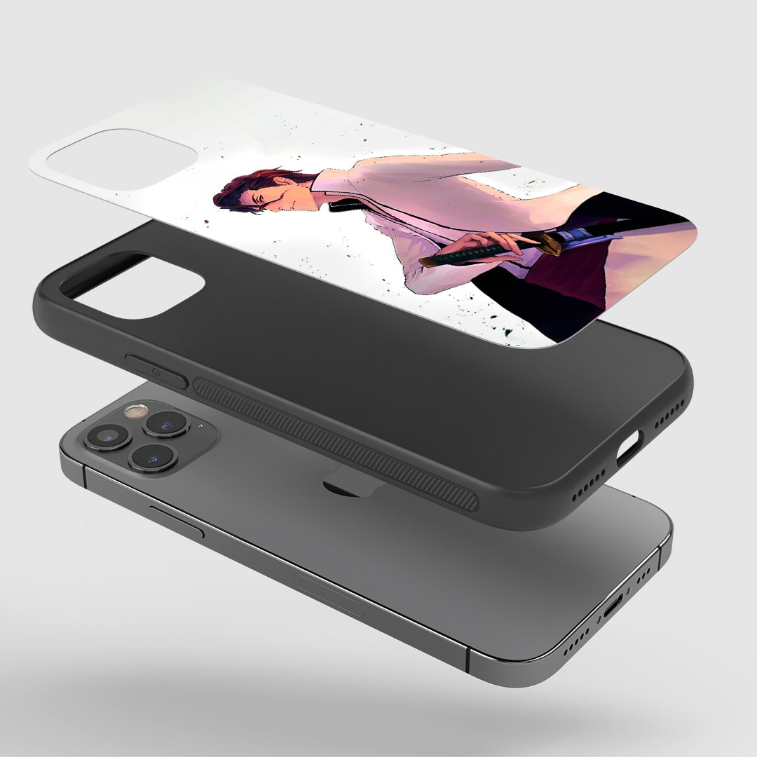 Sosuke Aizen Phone Case installed on a smartphone, offering robust protection and a powerful design.