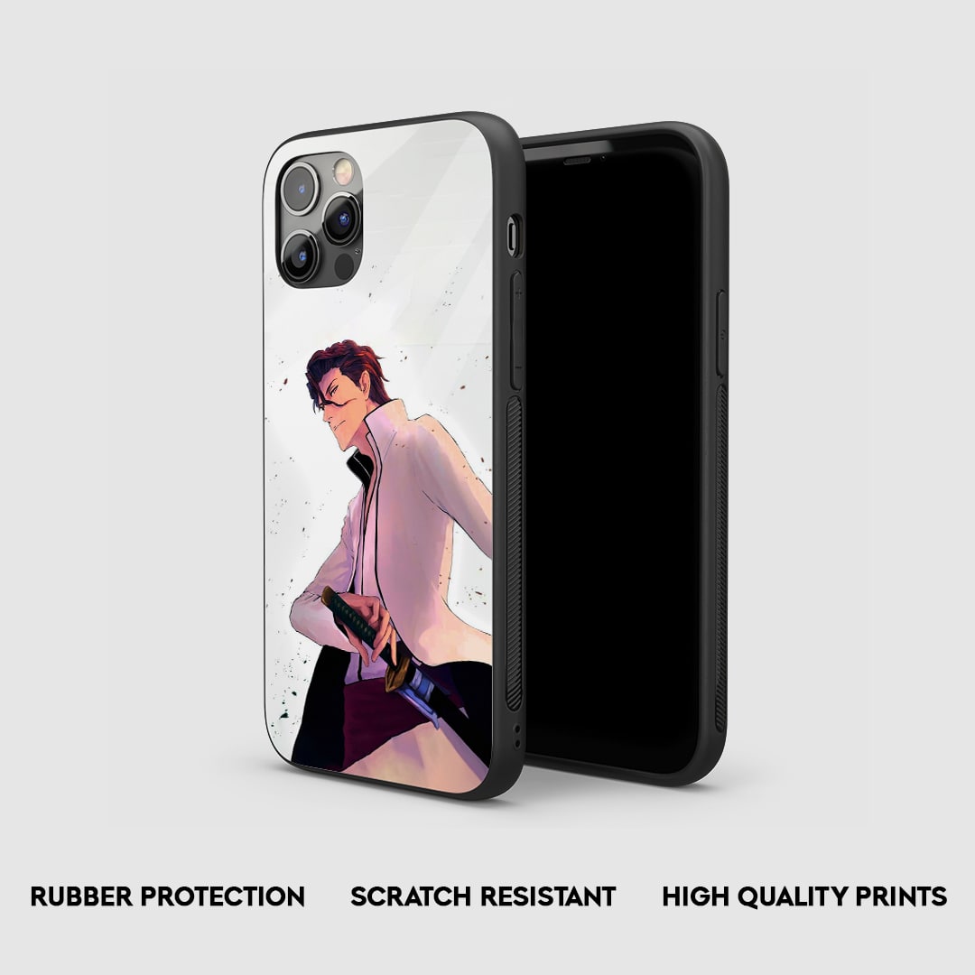 Side view of the Sosuke Aizen Armored Phone Case, highlighting its thick, protective silicone material.