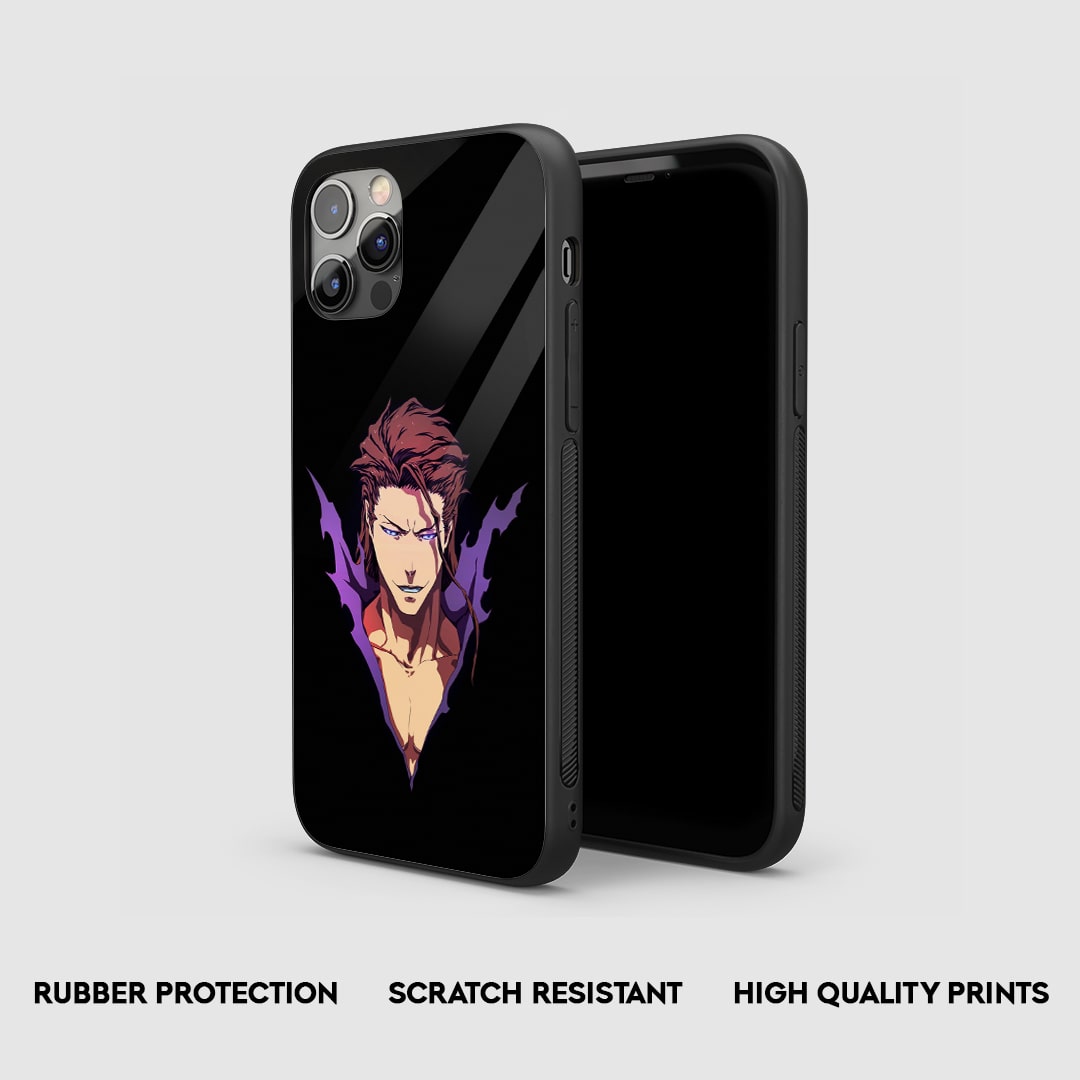 Side view of the Sosuke Aizen Black Armored Phone Case, highlighting its thick, protective silicone material.