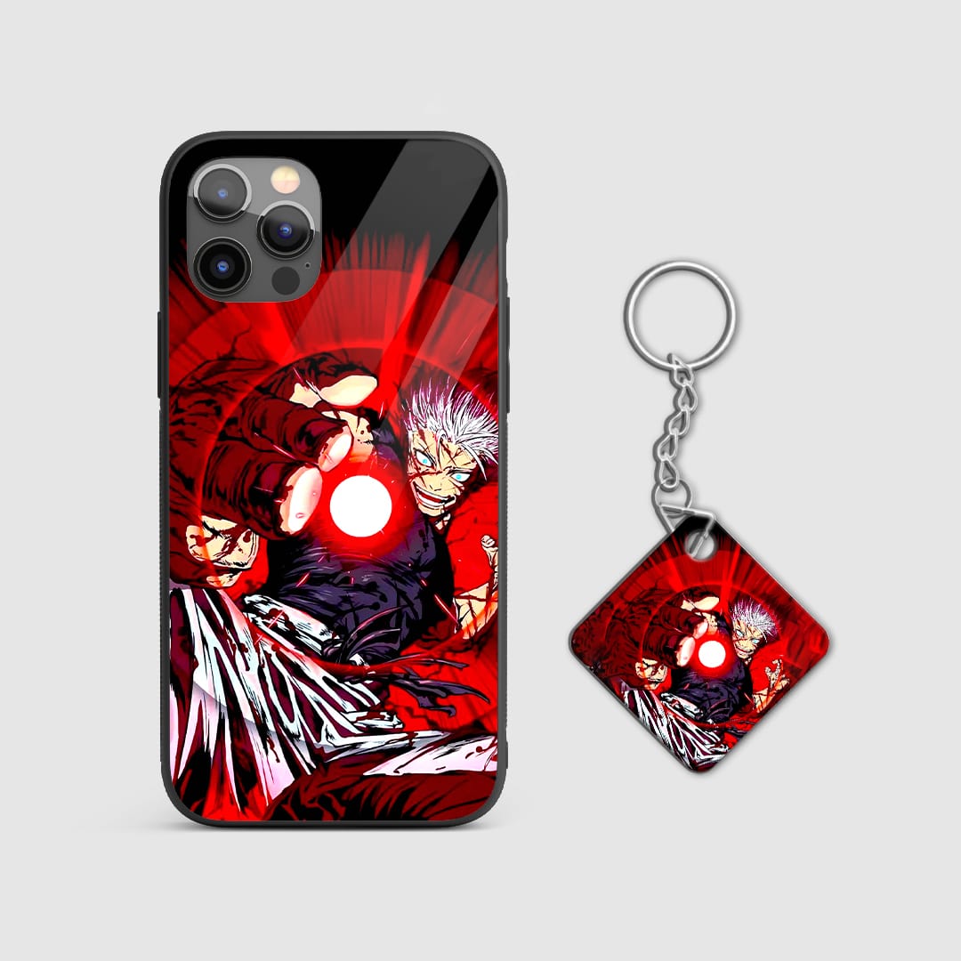 Sukuna and Jogo battle artwork phone cover with Keychain