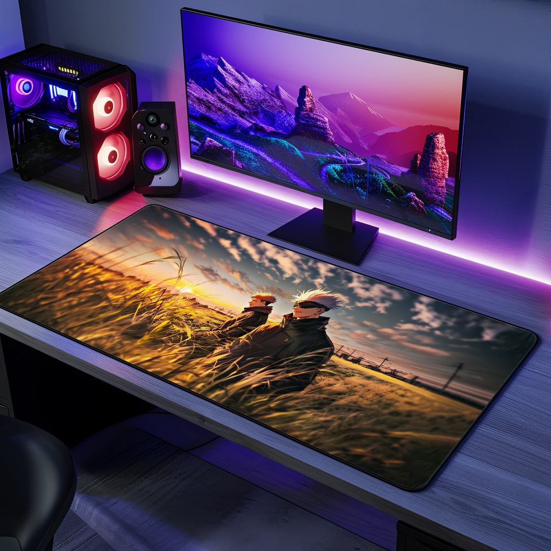 Sukuna and Gojo Aesthetic Desk Mat with bold anime artwork