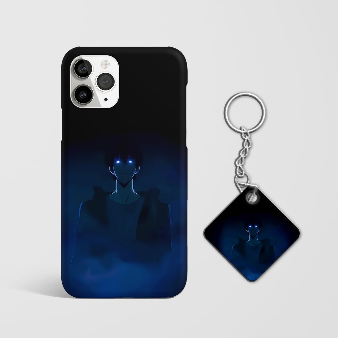 Back view of Blue Eye Cover showcasing Solo Leveling inspired artwork with Keychain.