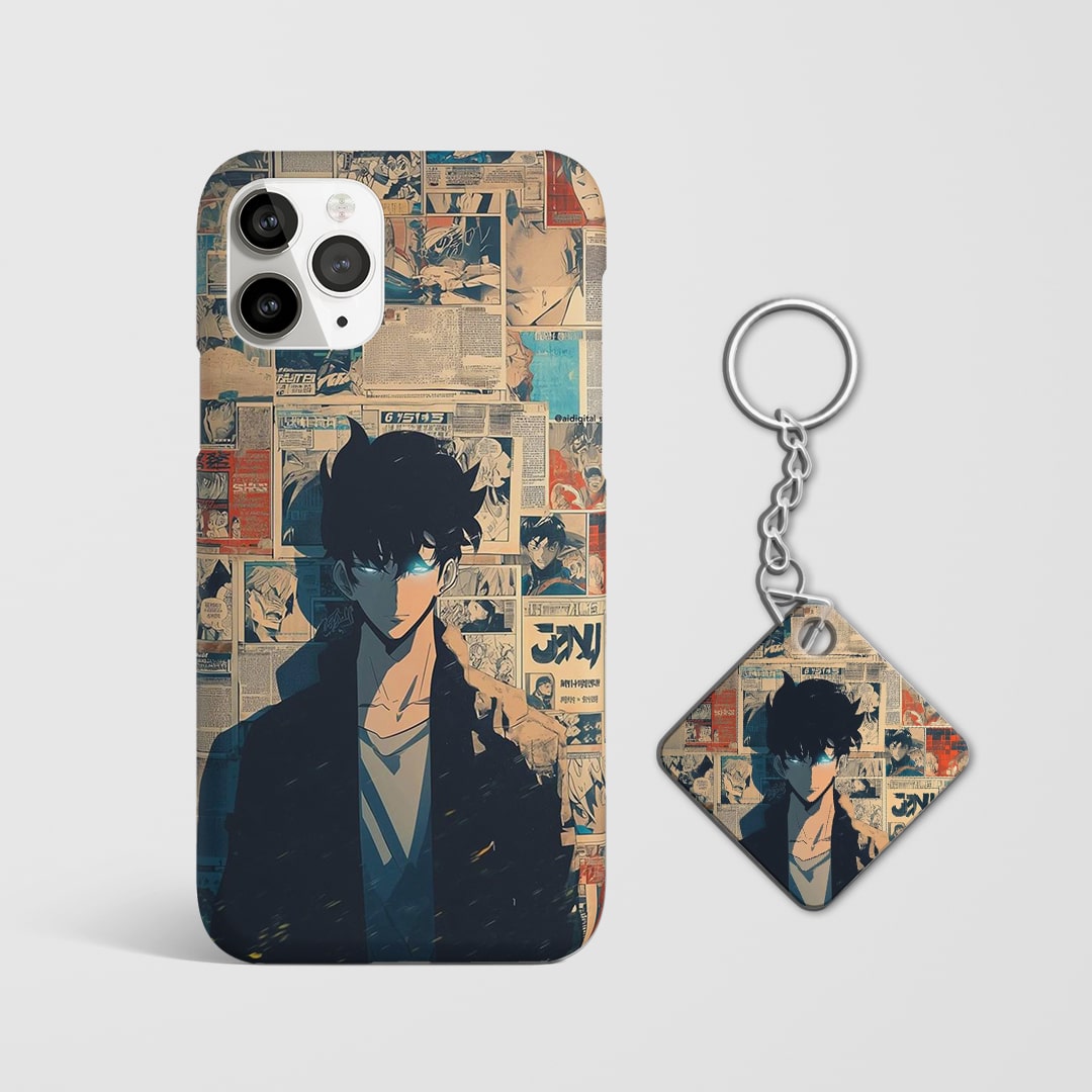 Stylish anime case featuring Jinwoo transformations with Keychain