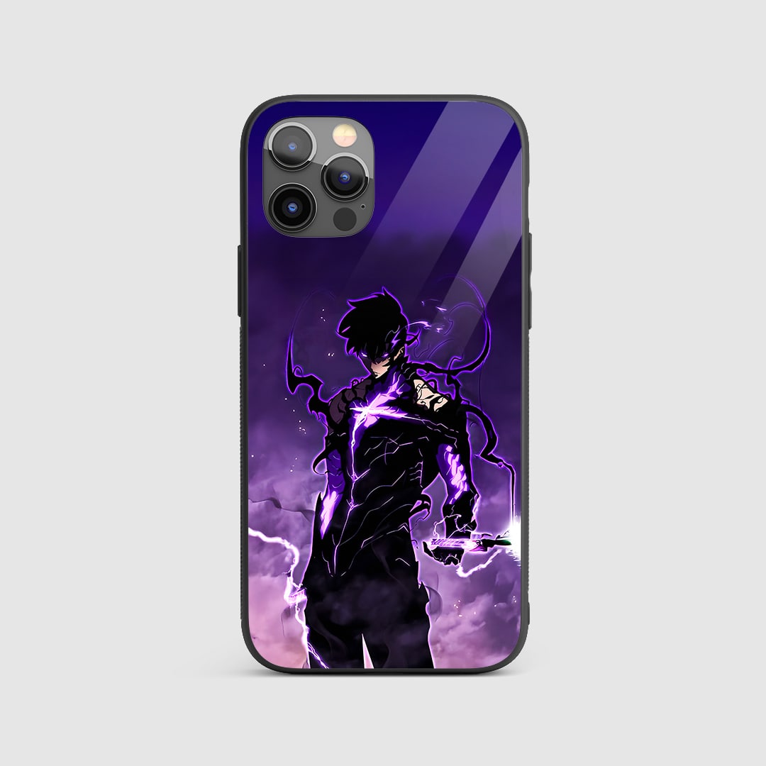 Sung Jinwoo Dagger Silicone Armored Phone Case front view with dual blade pose.