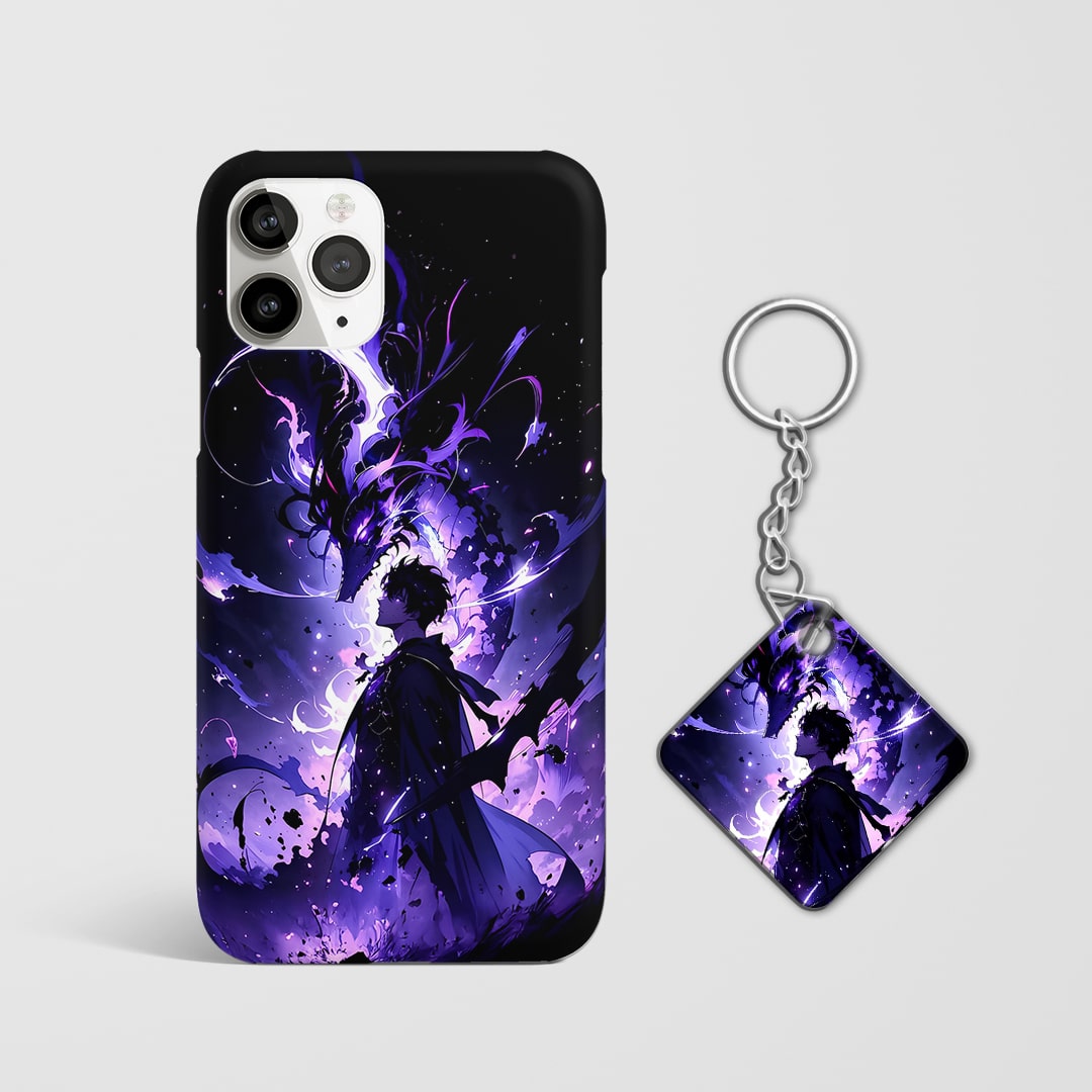 Back view of Darkness Cover featuring Jinwoo in black mist effect with Keychain.