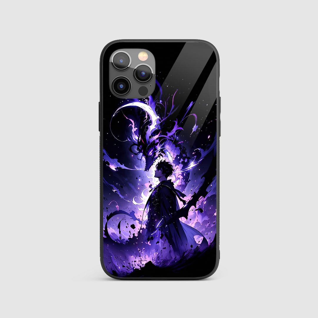 Sung Jinwoo Darkness Silicone Armored Phone Case front view with shadow design.