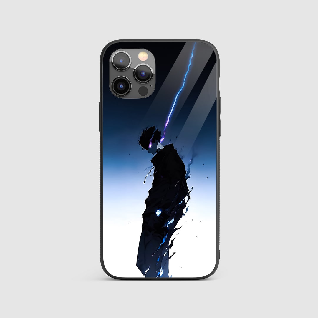 Sung Jinwoo Distorted Silicone Armored Phone Case front view with glitch effect.