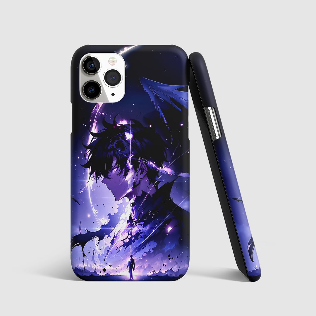 Sung Jinwoo Graphic Phone Cover front view with detailed anime art.